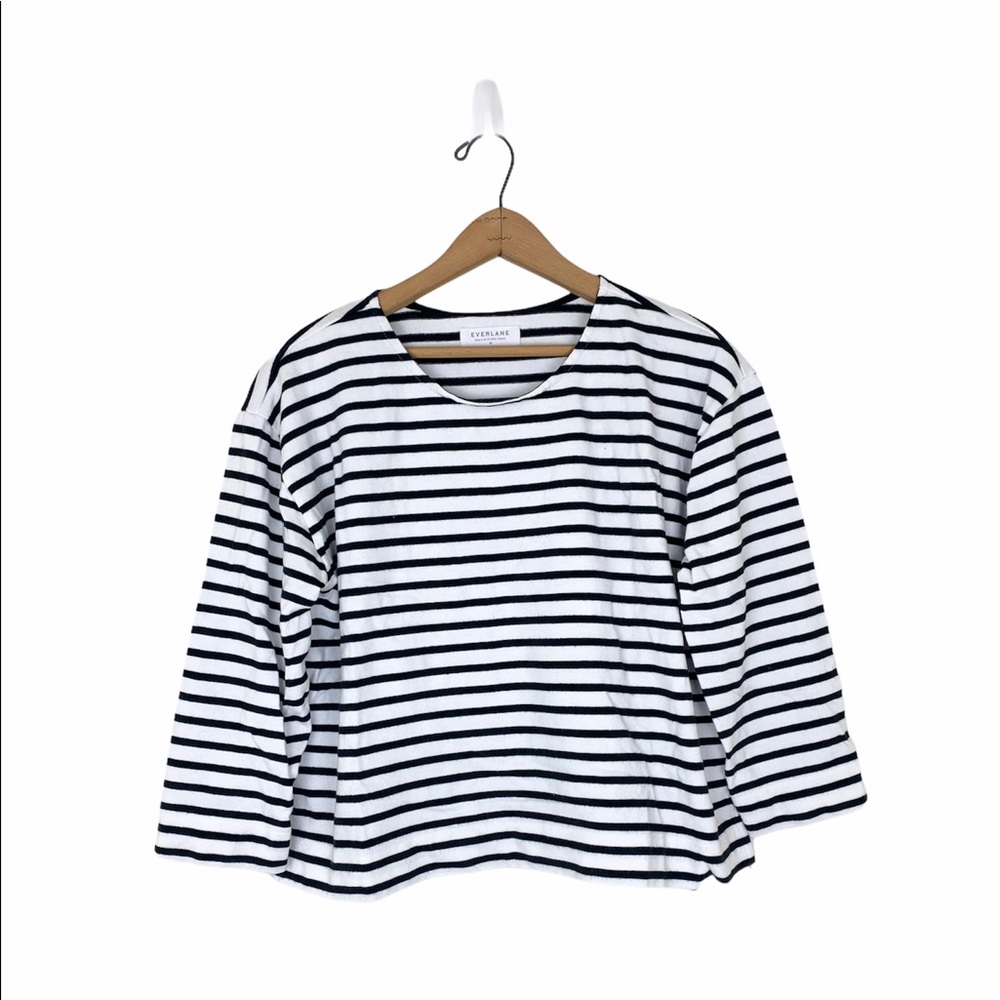 Everlane Striped 3/4 three quarters Sleeve Top